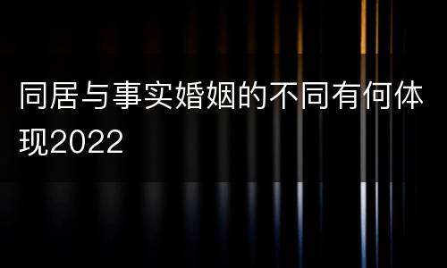 同居与事实婚姻的不同有何体现2022