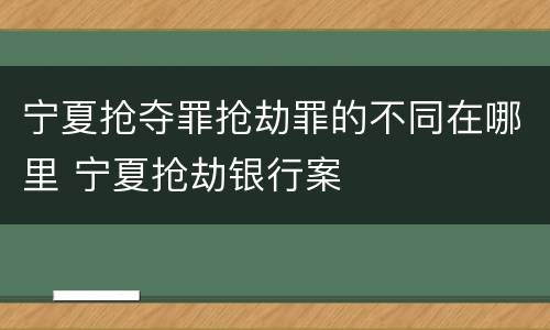 宁夏抢夺罪抢劫罪的不同在哪里 宁夏抢劫银行案