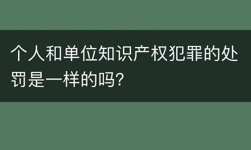 个人和单位知识产权犯罪的处罚是一样的吗？