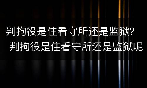 判拘役是住看守所还是监狱？ 判拘役是住看守所还是监狱呢