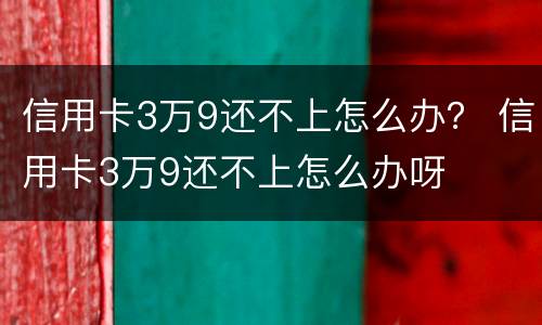 信用卡3万9还不上怎么办？ 信用卡3万9还不上怎么办呀