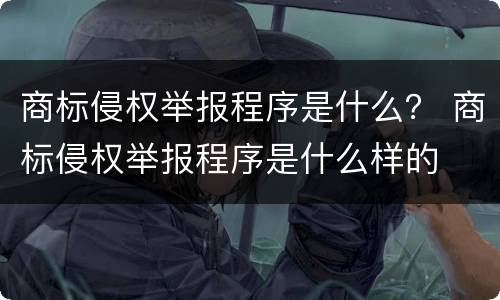 商标侵权举报程序是什么？ 商标侵权举报程序是什么样的