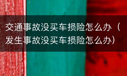 交通事故没买车损险怎么办（发生事故没买车损险怎么办）