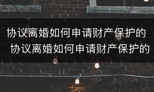 协议离婚如何申请财产保护的 协议离婚如何申请财产保护的法律规定