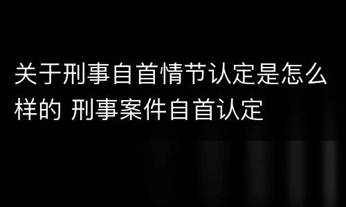 关于刑事自首情节认定是怎么样的 刑事案件自首认定