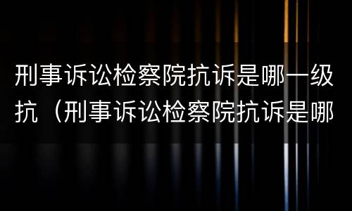 刑事诉讼检察院抗诉是哪一级抗（刑事诉讼检察院抗诉是哪一级抗诉）