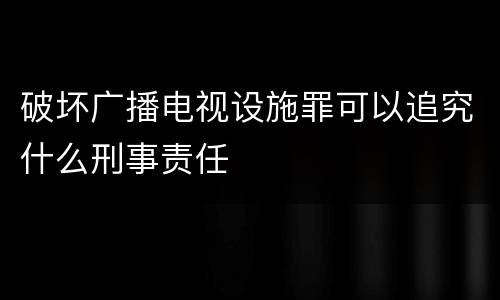 破坏广播电视设施罪可以追究什么刑事责任