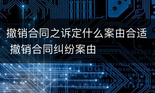 撤销合同之诉定什么案由合适 撤销合同纠纷案由