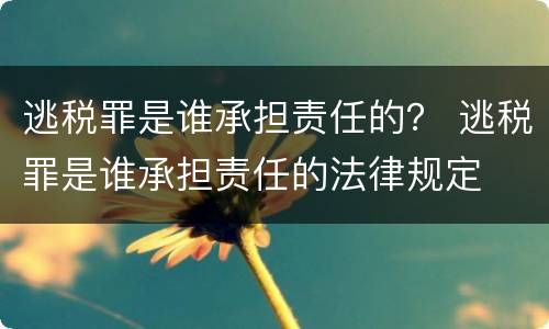 逃税罪是谁承担责任的？ 逃税罪是谁承担责任的法律规定