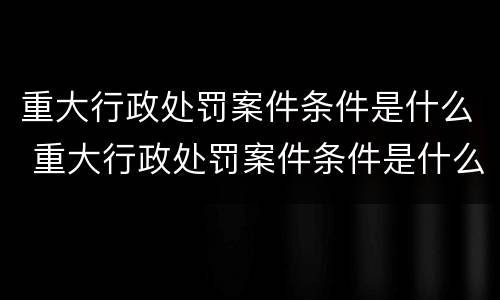 重大行政处罚案件条件是什么 重大行政处罚案件条件是什么规定