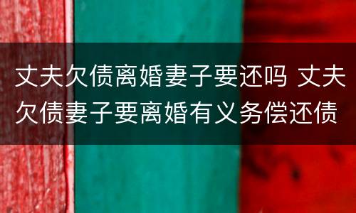 丈夫欠债离婚妻子要还吗 丈夫欠债妻子要离婚有义务偿还债务吗