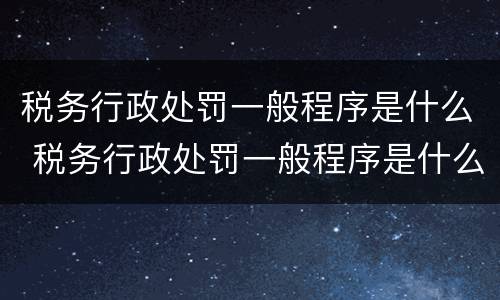 税务行政处罚一般程序是什么 税务行政处罚一般程序是什么