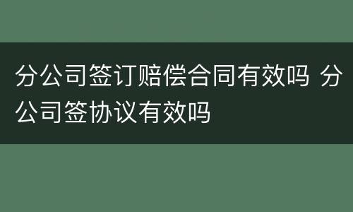 分公司签订赔偿合同有效吗 分公司签协议有效吗